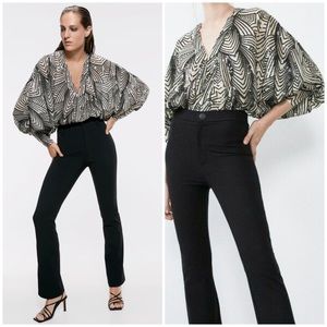 ⚜️NWT Zara sequin wrap crossover geometric Art Deco bodysuit with balloon sleeve